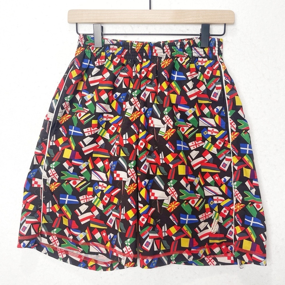 JL Racing Shorts Swim Trunks Rowing Athletic Wear International Flag Print Rare